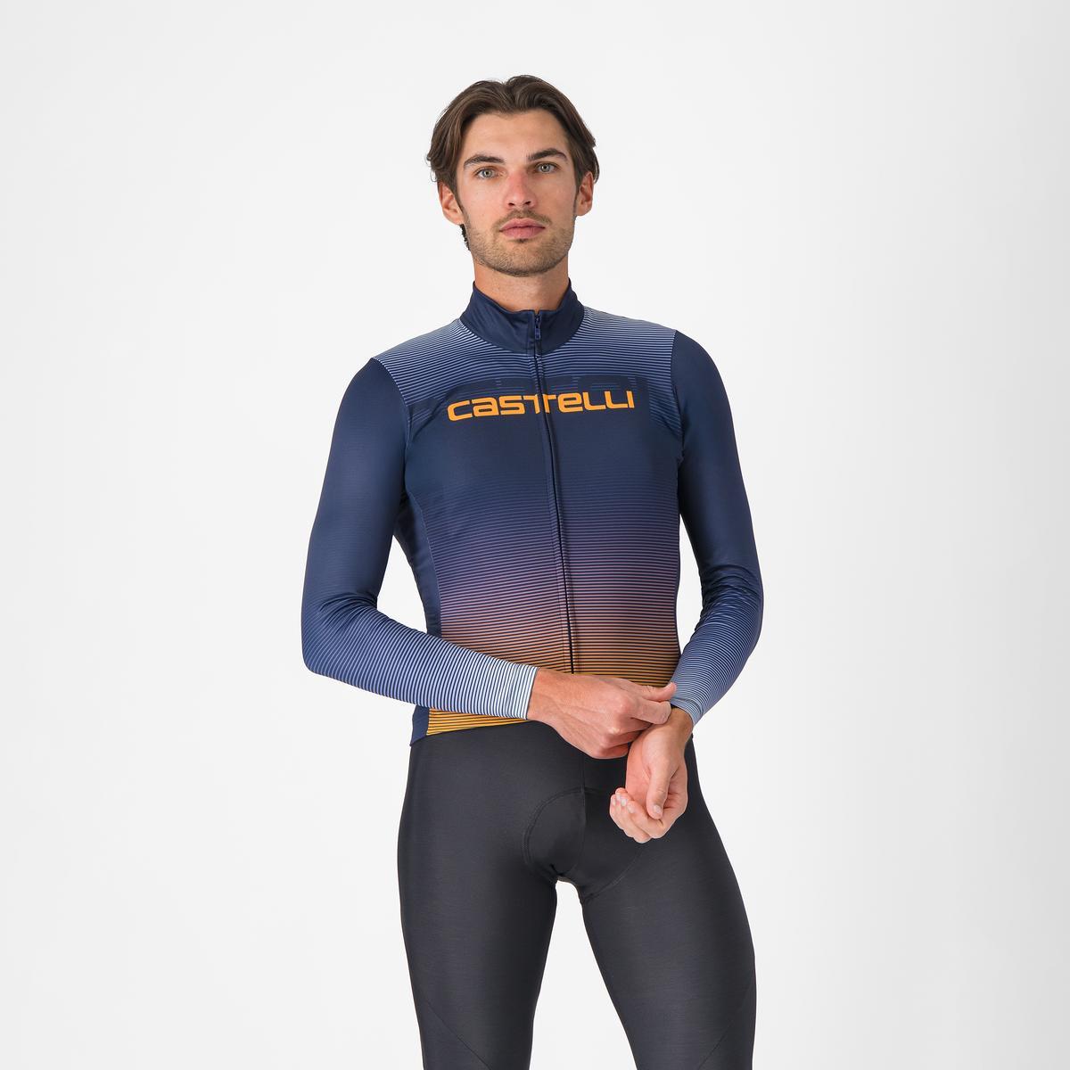 Maillot CASTELLLI APICE THERMAL Manches Longues Bleu/Orange