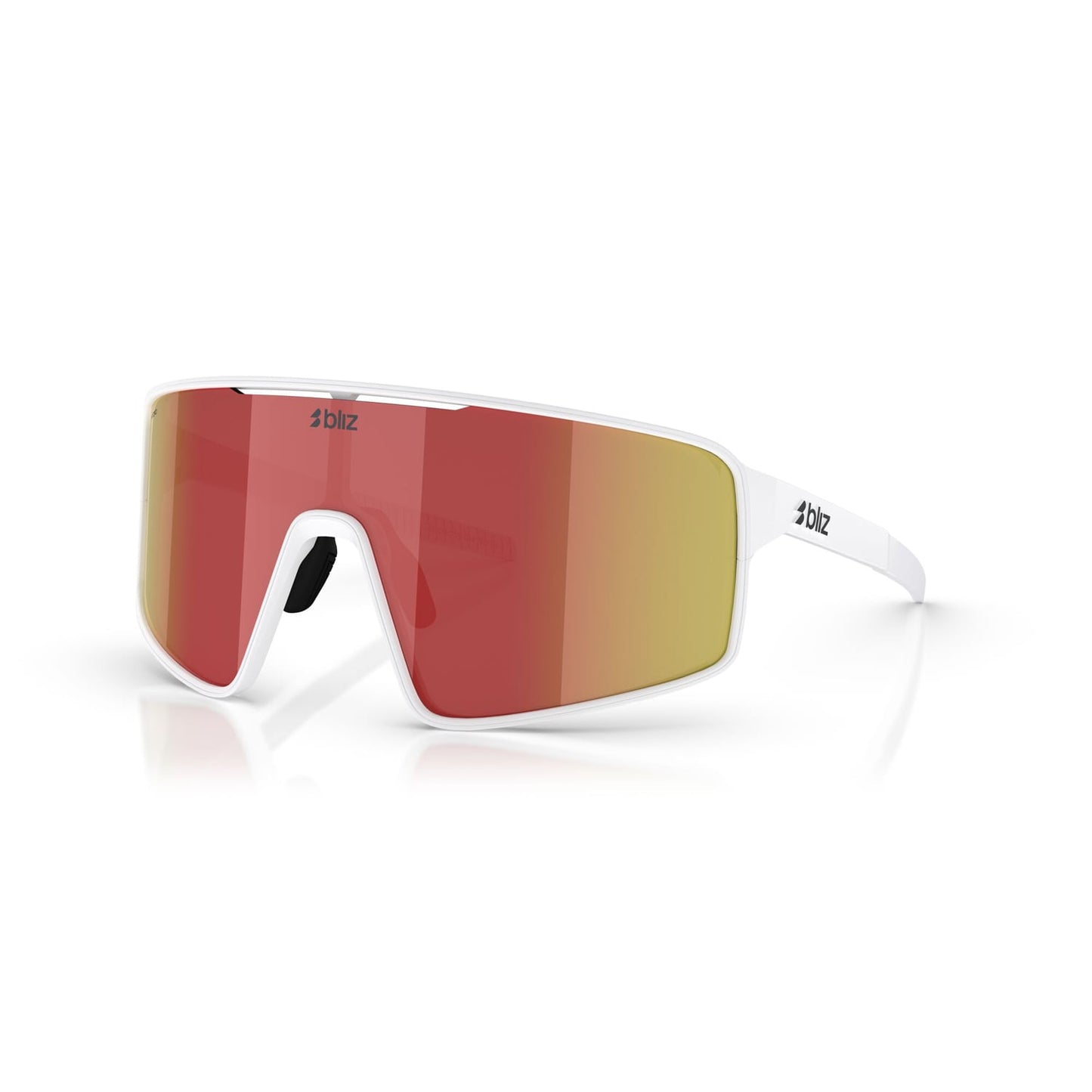 BLIZ P001 Brille Weiß Matt Schirm Braun Rot Iridium