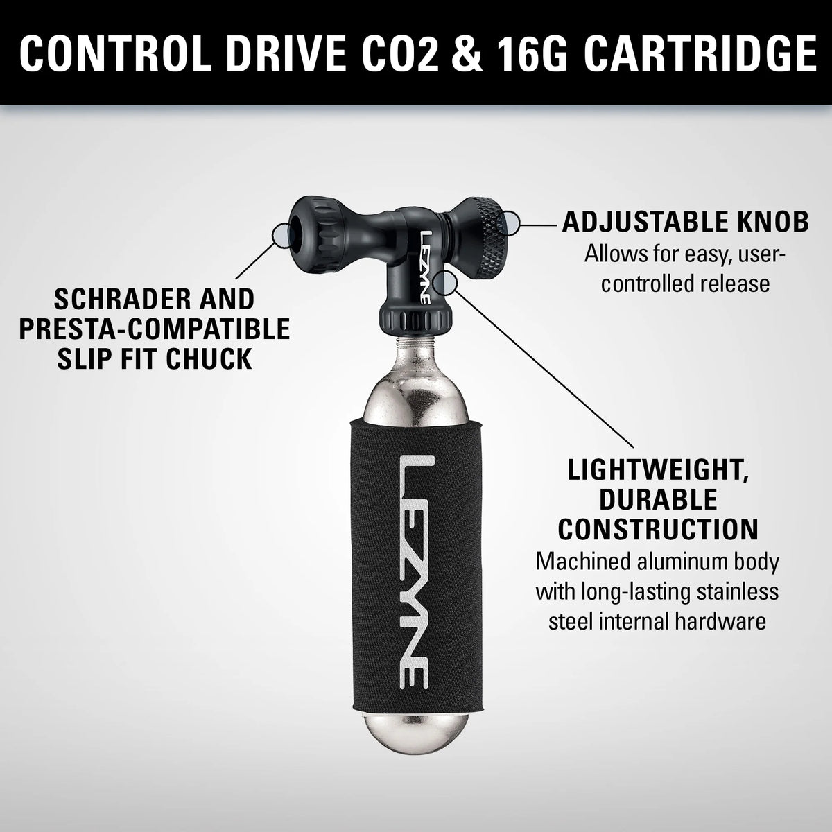 CO2-Pumpenkopf LEZYNE CONTROL DRIVE CO2 Silber