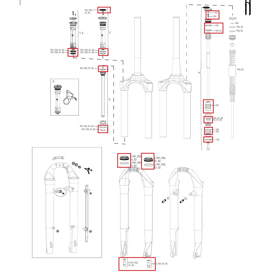 Kit de Joints Complet ROCKSHOX SOLO AIR pour Fourche #11.4018.056.000