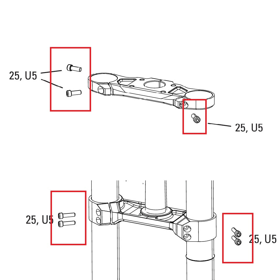 Schraubensatz für ROCKSHOX BOXXER D1 Gabelbrücke (2024+)
