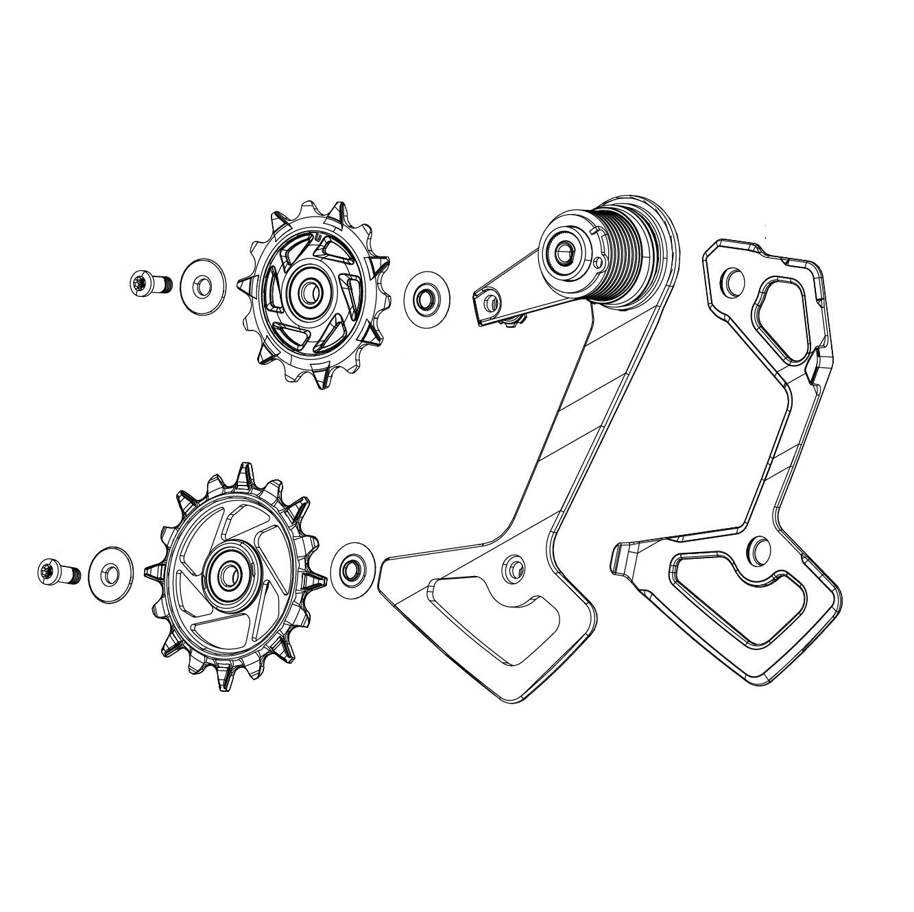 SRAM RED XPLR AXS E1 Hinterer Schaltgabel und -rollen