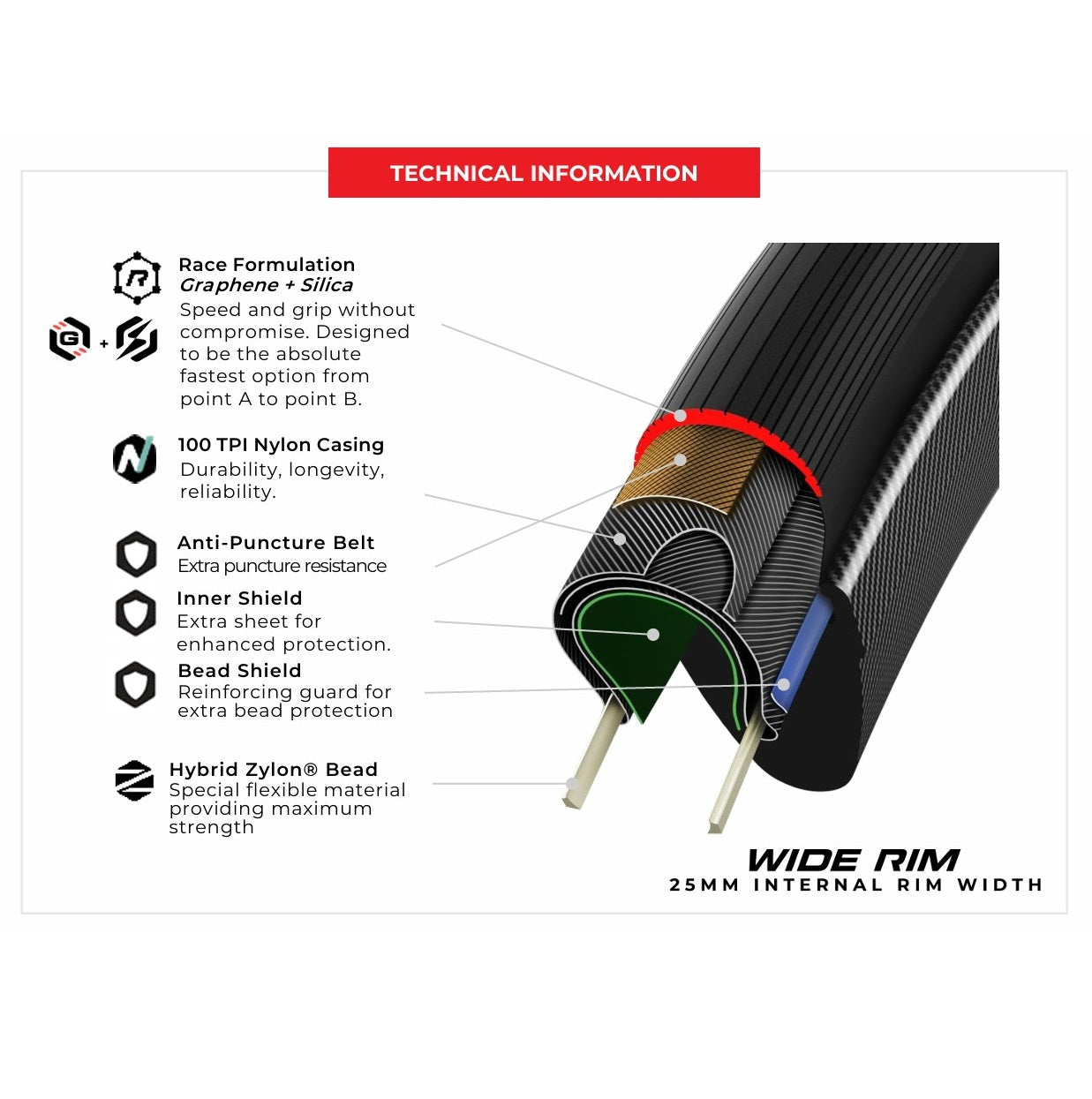 Pneu VITTORIA CORSA N.EXT WIDE Graphene G2.0 700c Tubeless Ready Noir