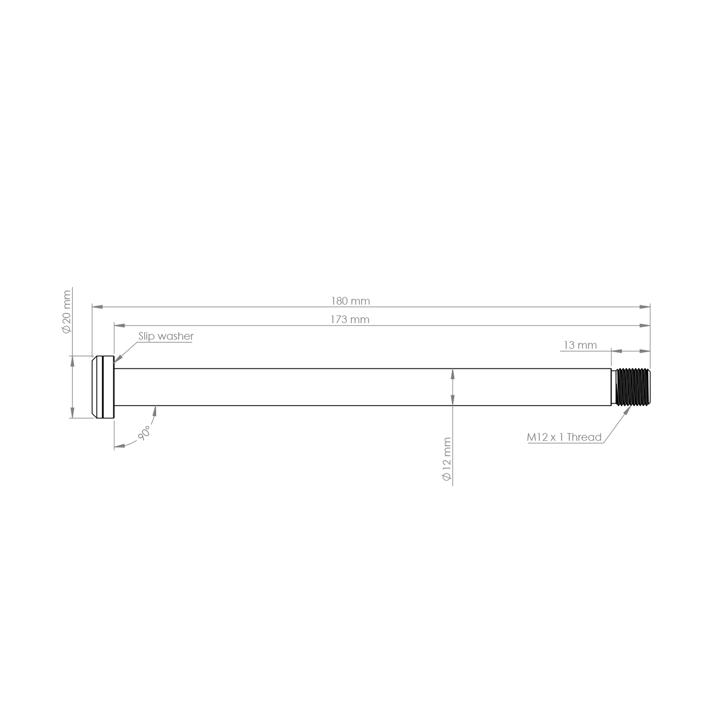 Axe de Roue Arrière BURGTEC 173mm x 12mm 1.0mm pour Cadre Rocky Mountain Noir
