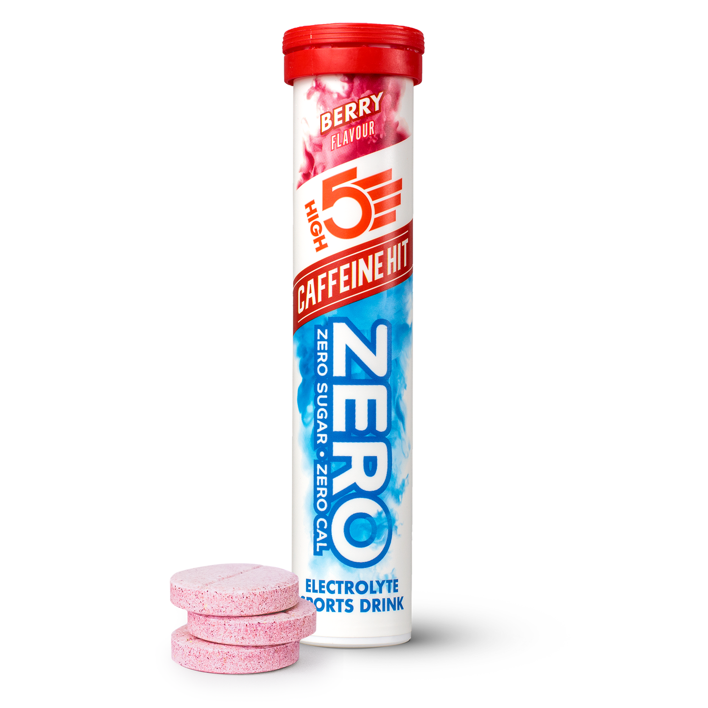 HIGH5 ZERO Hydratation Electrolyte avec Caffeine (20 Pastilles) Fruits Rouge