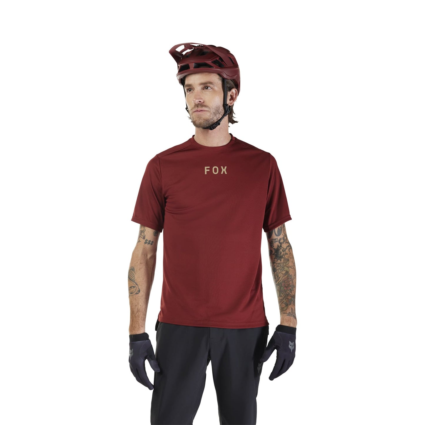 Maillot FOX RANGER WORDMARK Manches Courtes Bordeaux 2025