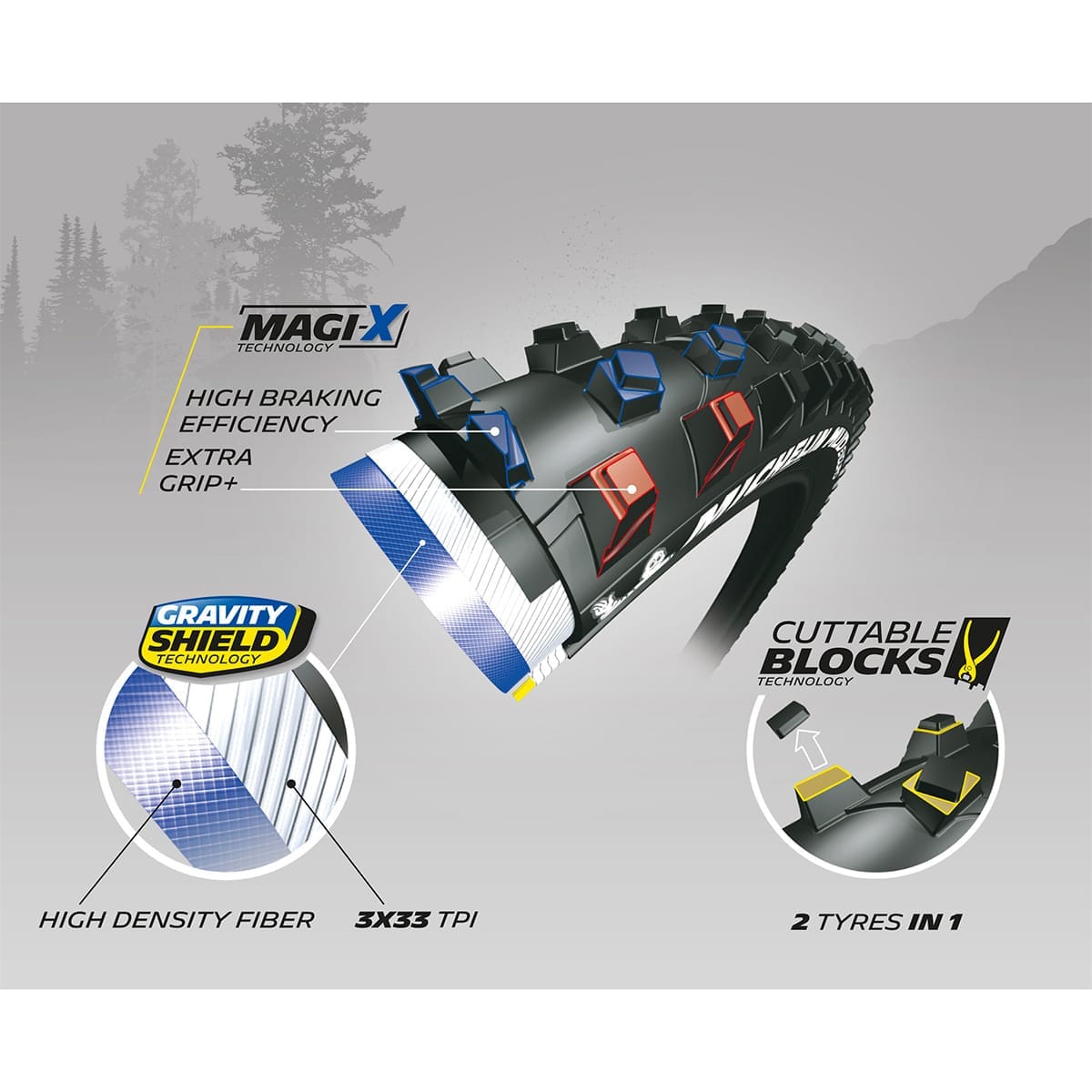 Pneu MICHELIN MUD ENDURO 29x2.25 MAGI-X Tubeless Ready Souple