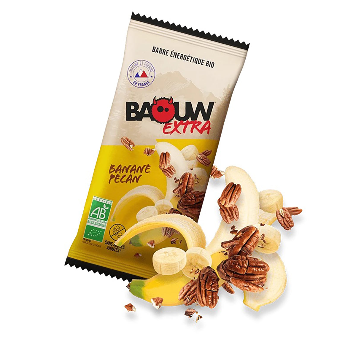 Barre Énergétique BAOUW BIO EXTRA Banane-Pécan (50g)