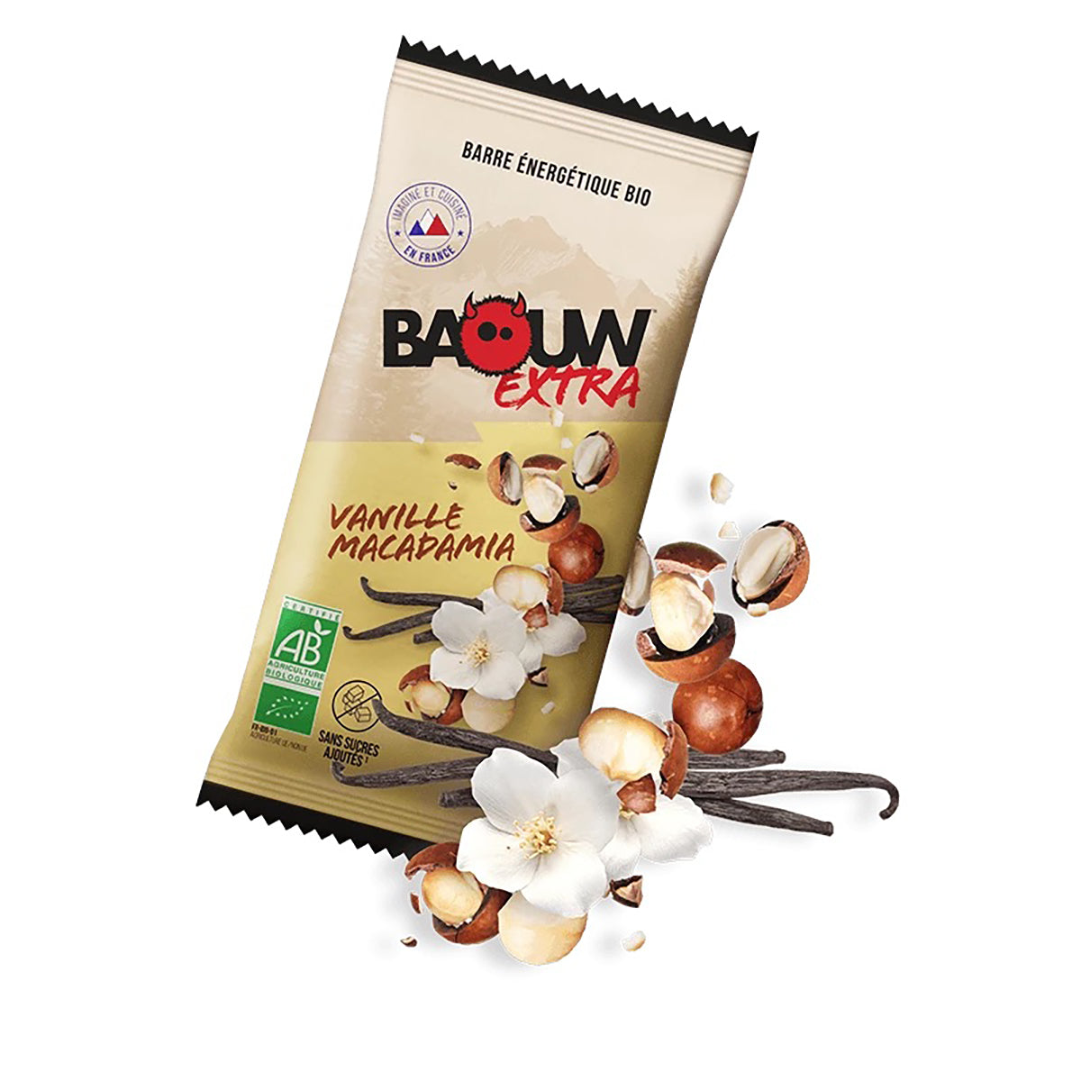 Barre Énergétique BAOUW BIO EXTRA Vanille-Macadamia (50g)