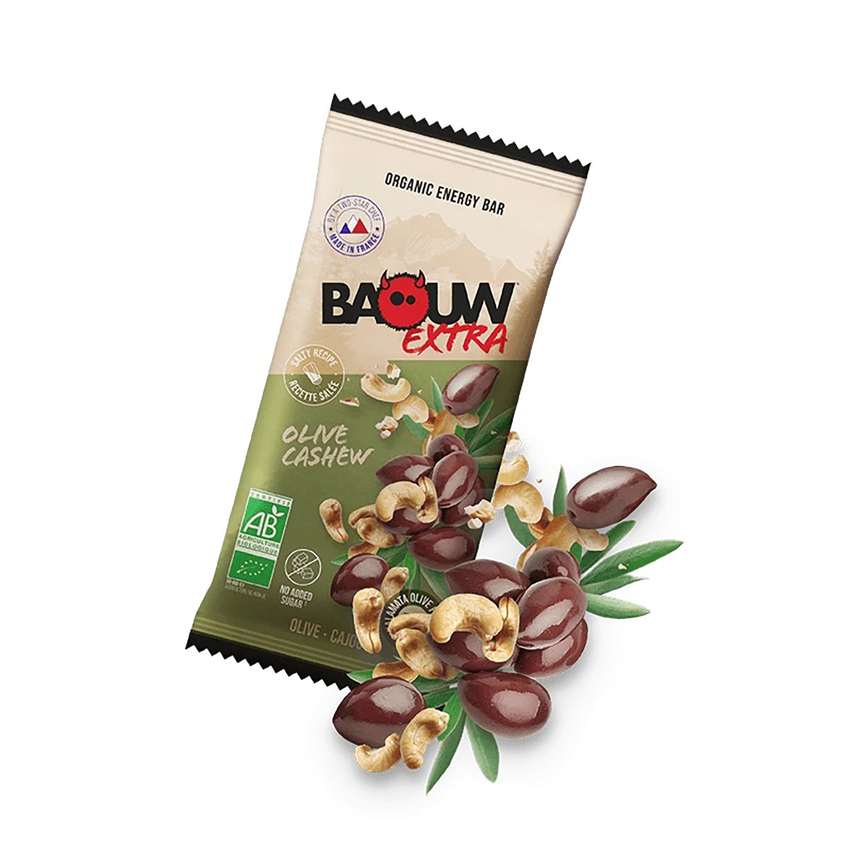 Barre Énergétique BAOUW BIO EXTRA Salé Olive-Cajou (50g)