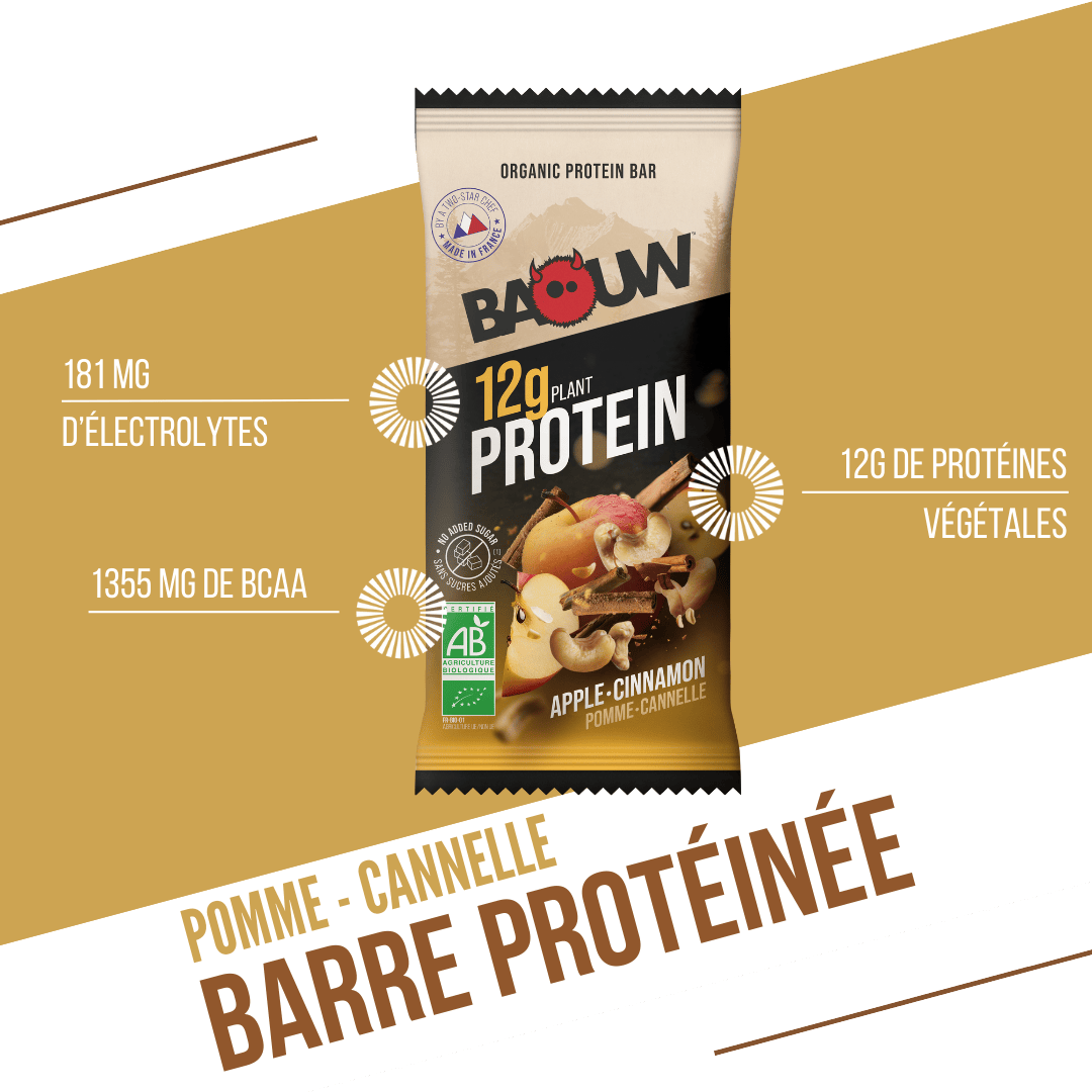 Barre Protéinée BAOUW BIO EXTRA Pomme/Cannelle (50g)