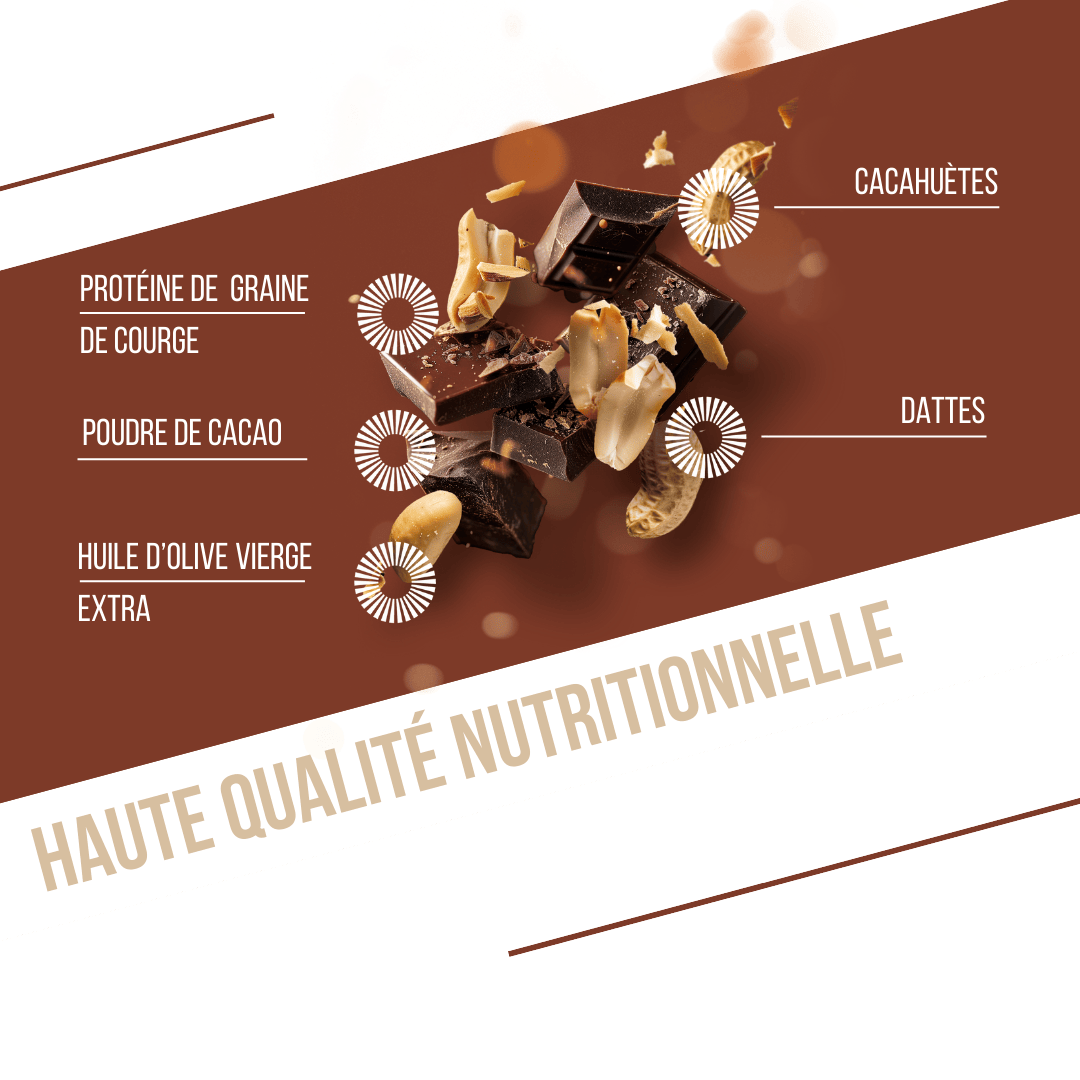 Barre Protéinée BAOUW BIO EXTRA Chocolat/Cachuètes (50g)