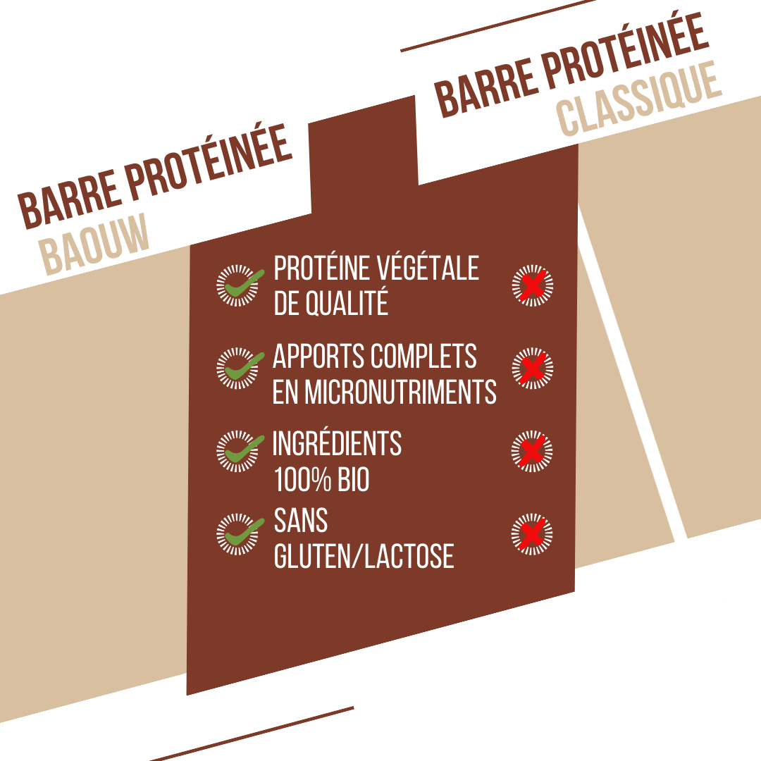 Barre Protéinée BAOUW BIO EXTRA Chocolat/Cachuètes (50g)
