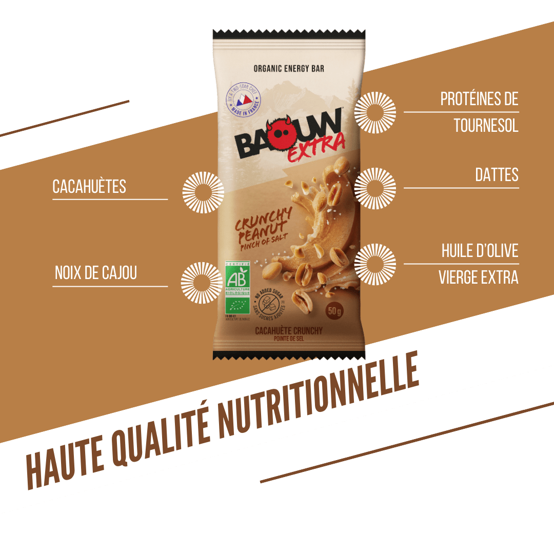 Barre Énergétique BAOUW BIO EXTRA Cacahuète Crunchy (50g)
