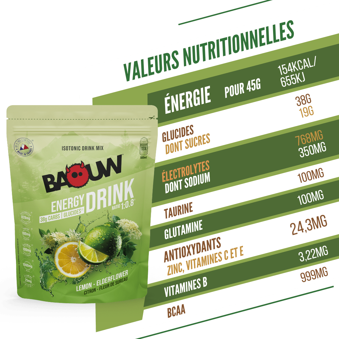 Boisson Énergétique BAOUW ISOTONIC (585g) Citron Fleur de Sureau