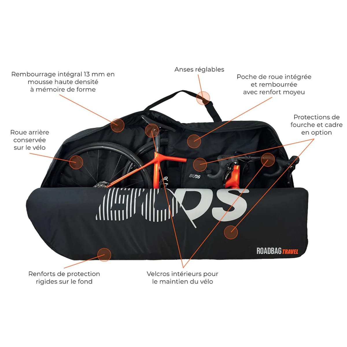 Housse de Vélo Route BUDS ROADBAG TRAVEL (spécial Avion) Noir