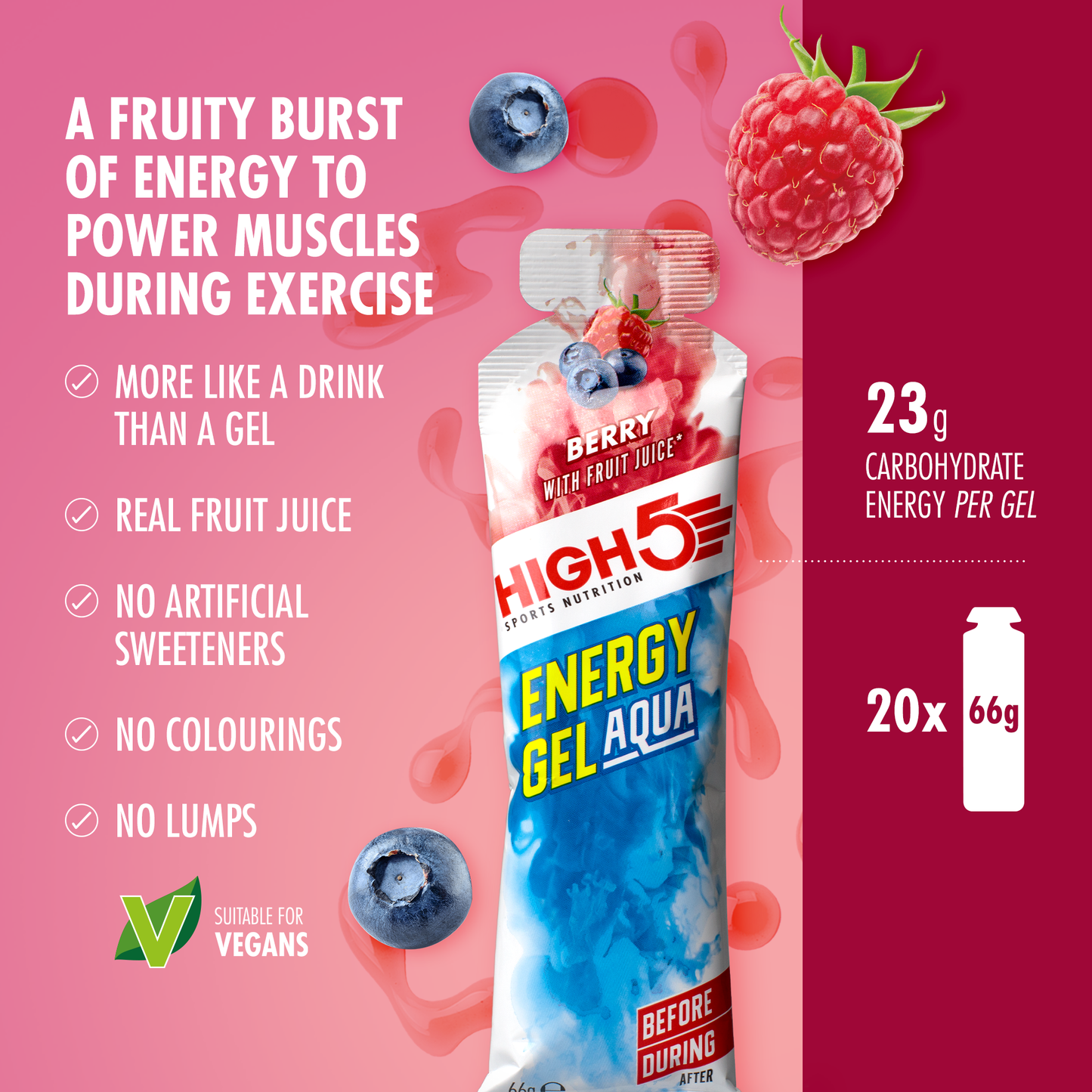 Gel Énergétique HIGH5 ENERGY GEL Aqua (66g) Fruits rouges