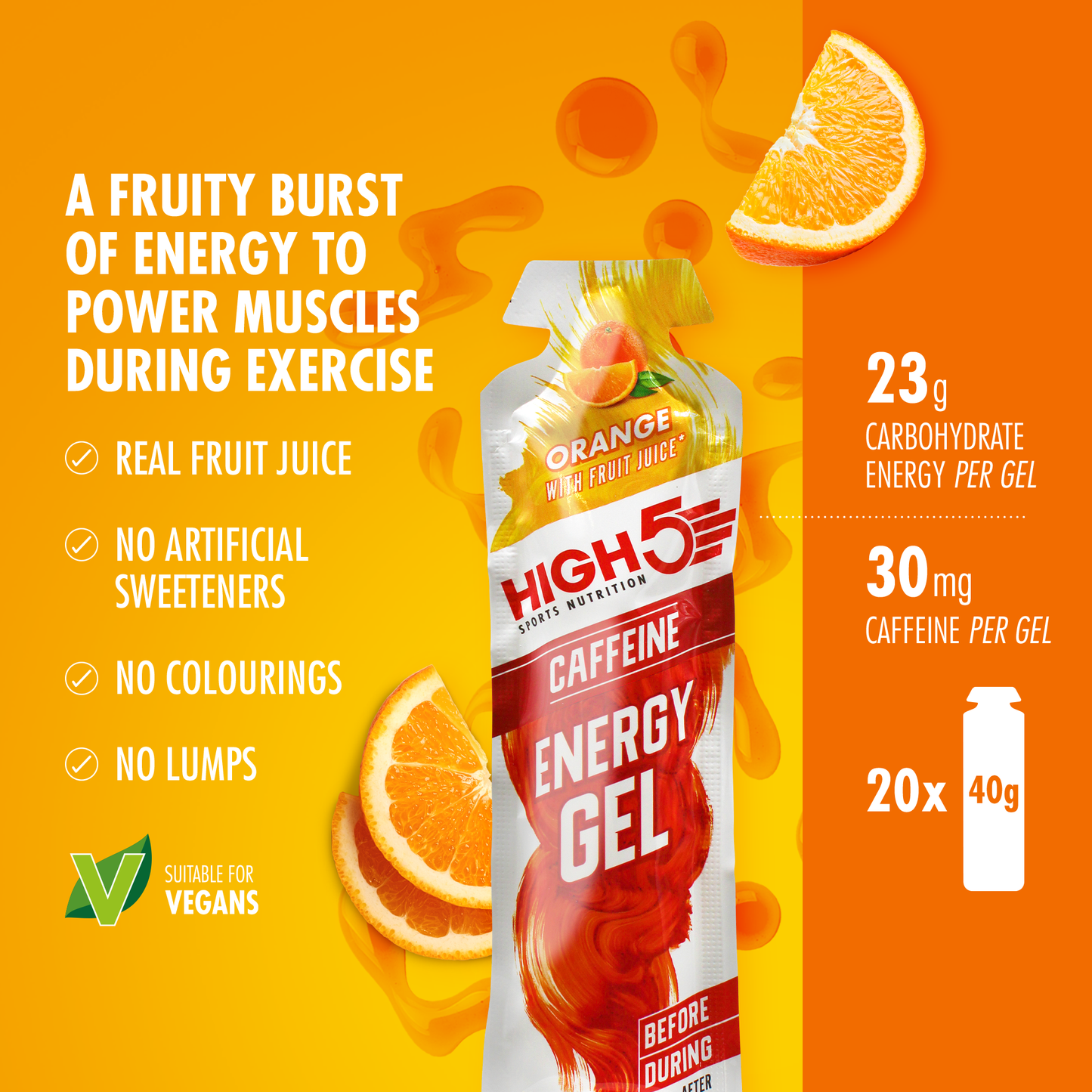 Energy Gel HIGH5 ENERGY GEL Koffein (40g) Orange