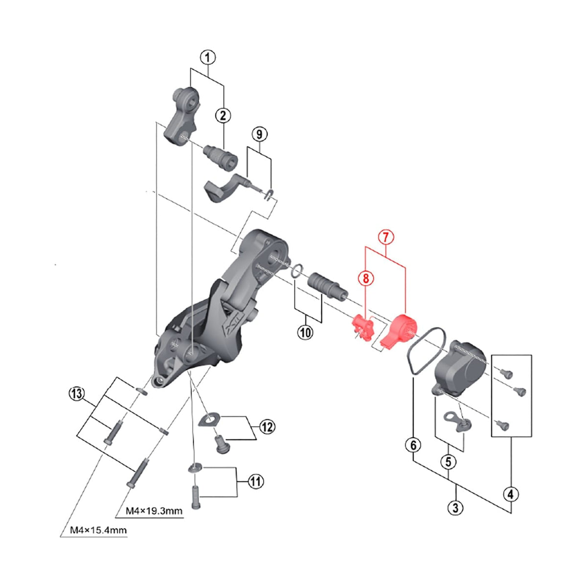 Schaltpositionsschalter Hinten 11-fach SHIMANO XTR M9000 / XT M8000 / SLX M7000 #Y5PV98040