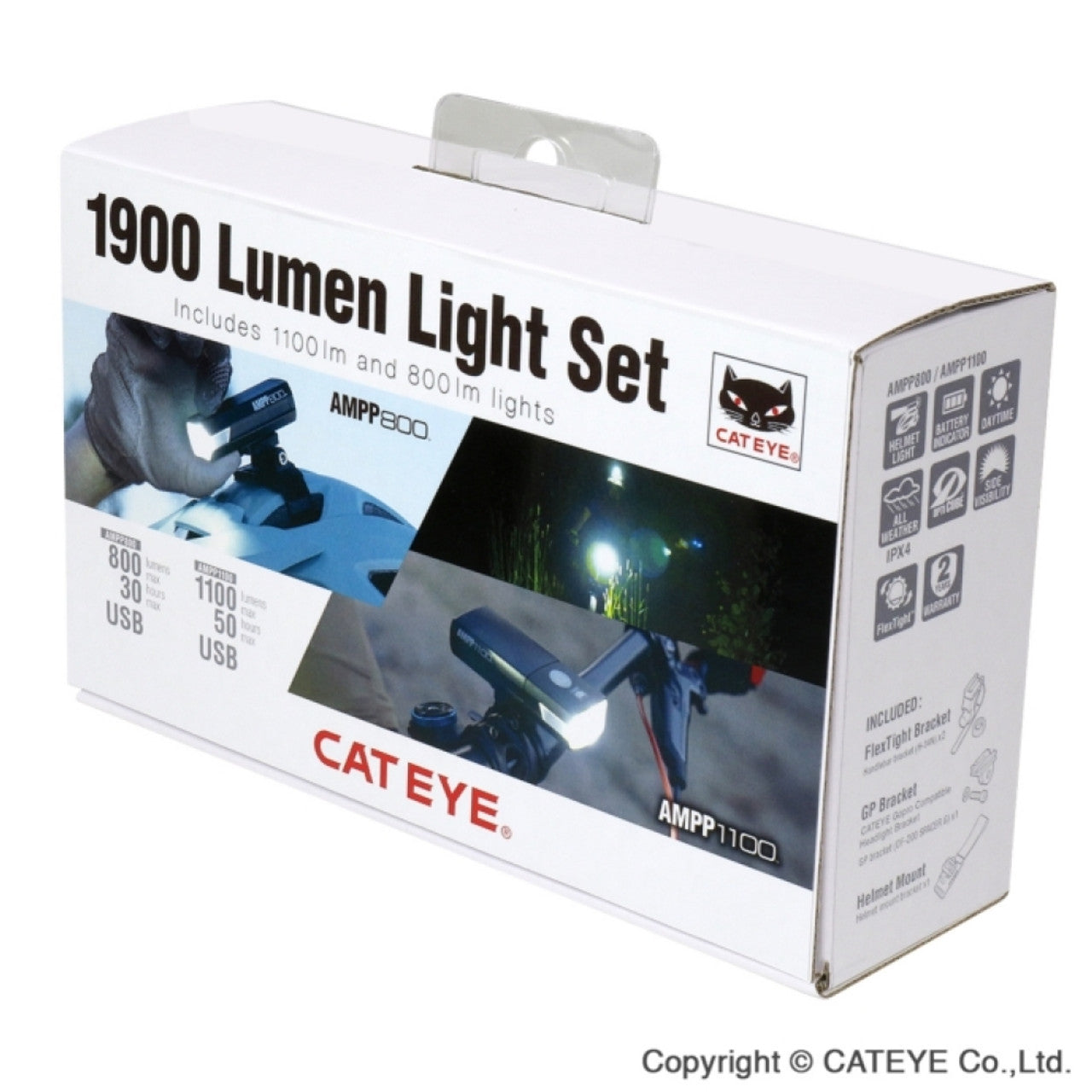 Frontbeleuchtung CATEYE COMBO AMPP1100 und AMPP800 Helm