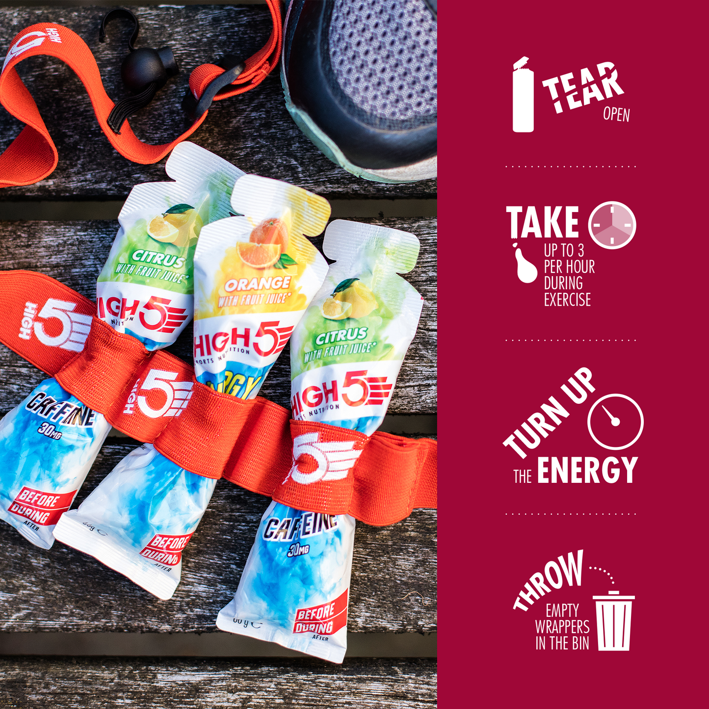 Gel Énergétique HIGH5 ENERGY GEL Aqua (66g) Fruits rouges