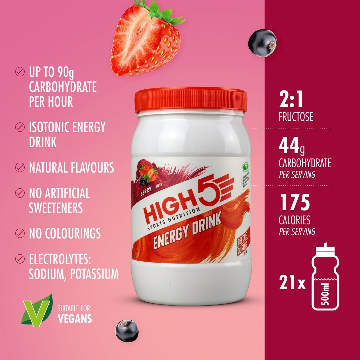 Energy Drink HIGH5 ENERGY DRINK (1kg) Frucht Rot