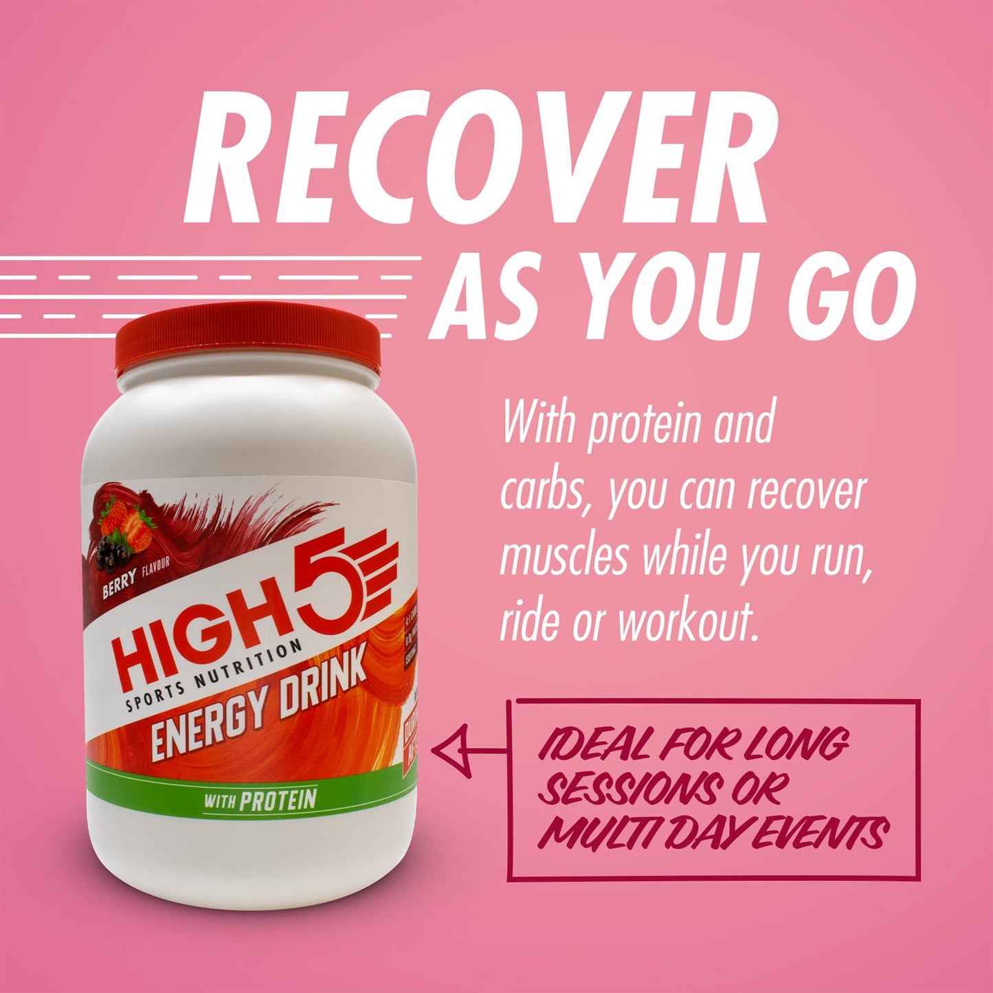 Energiedrink HIGH5 ENERGY DRINK PROTEIN (1.6kg) Früchte Rot