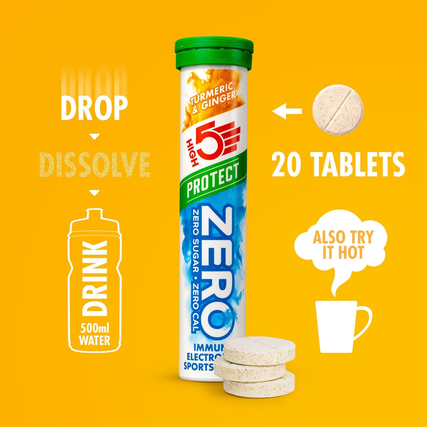 HIGH5 ZERO PROTECT Elektrolyt-Hydratation (20 Tabletten) Kurkuma Ingwer