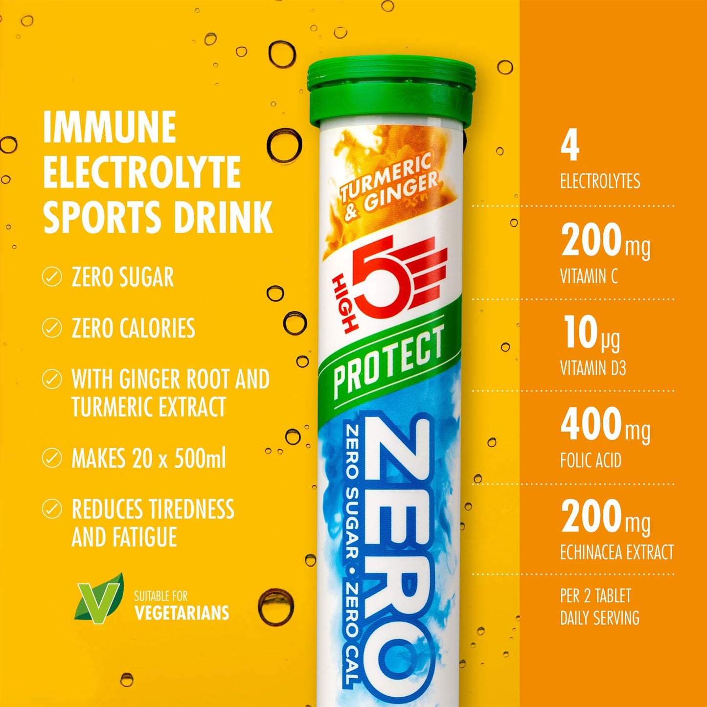 HIGH5 ZERO PROTECT Elektrolyt-Hydratation (20 Tabletten) Kurkuma Ingwer