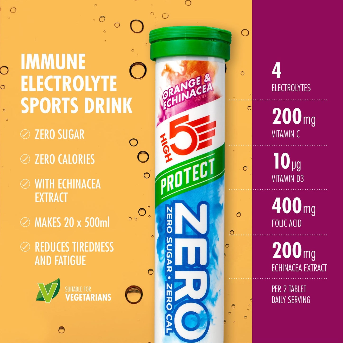 HIGH5 ZERO PROTECT Elektrolyt-Hydratation (20 Tabletten) Orange & Echinacea