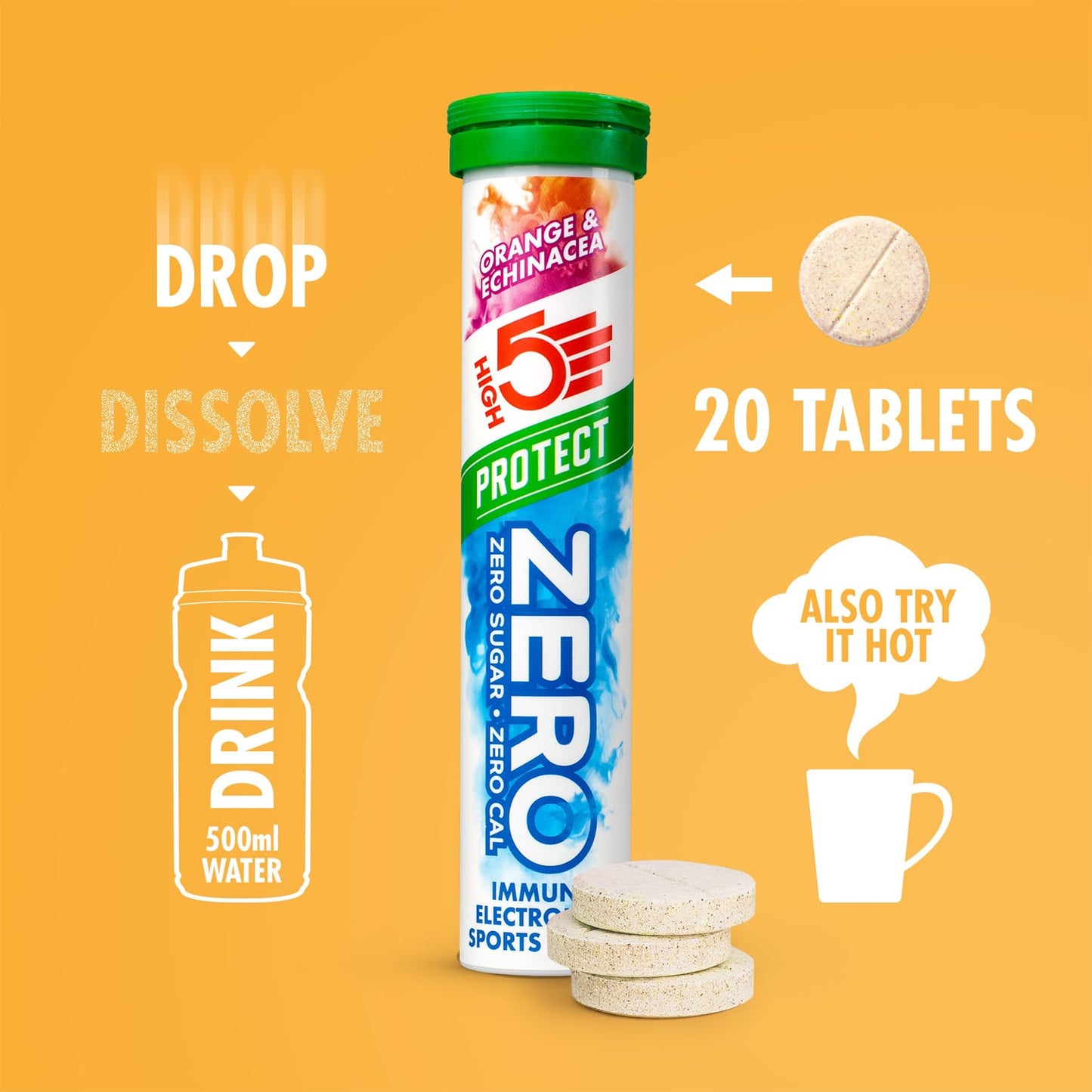 HIGH5 ZERO PROTECT Elektrolyt-Hydratation (20 Tabletten) Orange & Echinacea