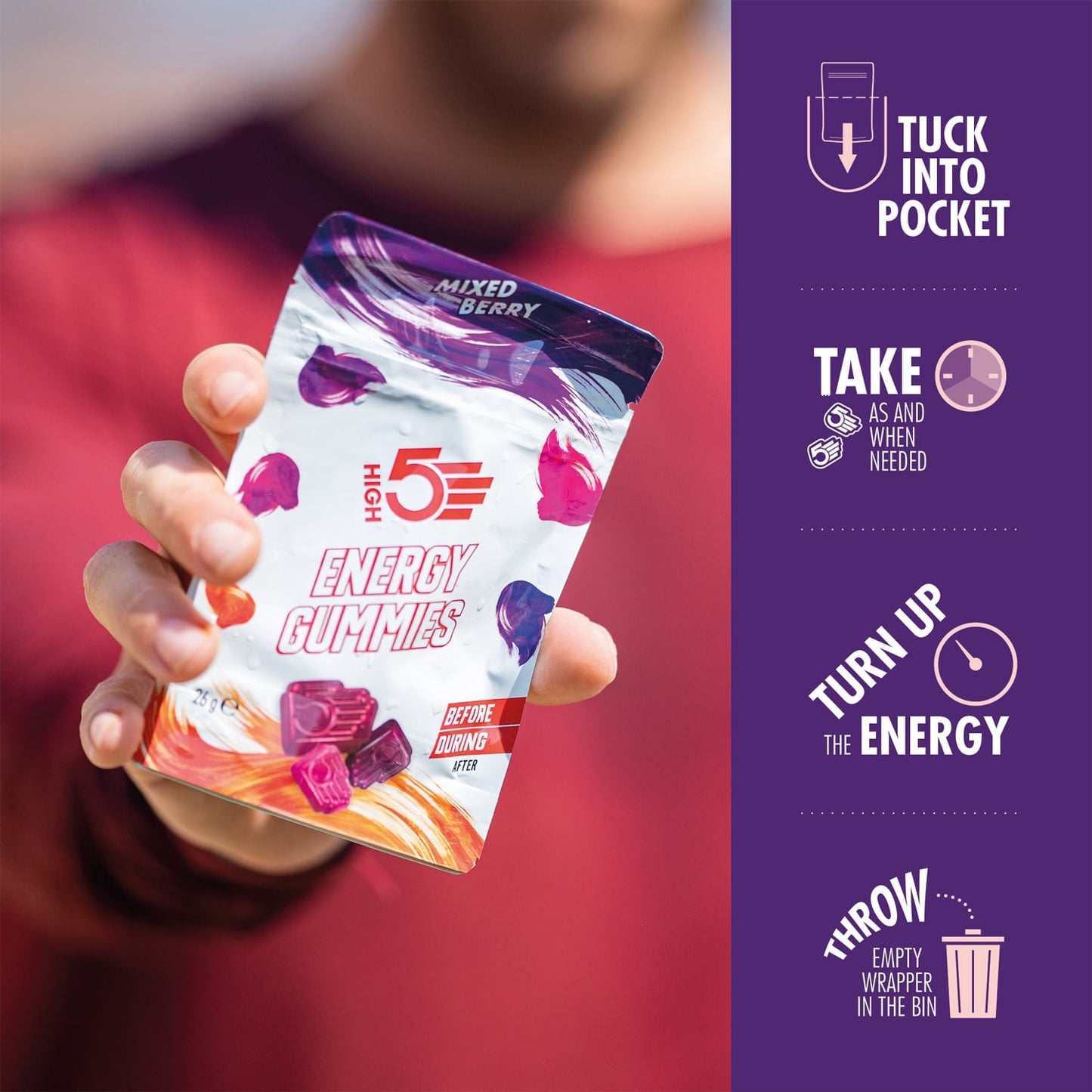 Energy Gummis HIGH5 ENERGY GUMMIES (26g) Frucht Rot