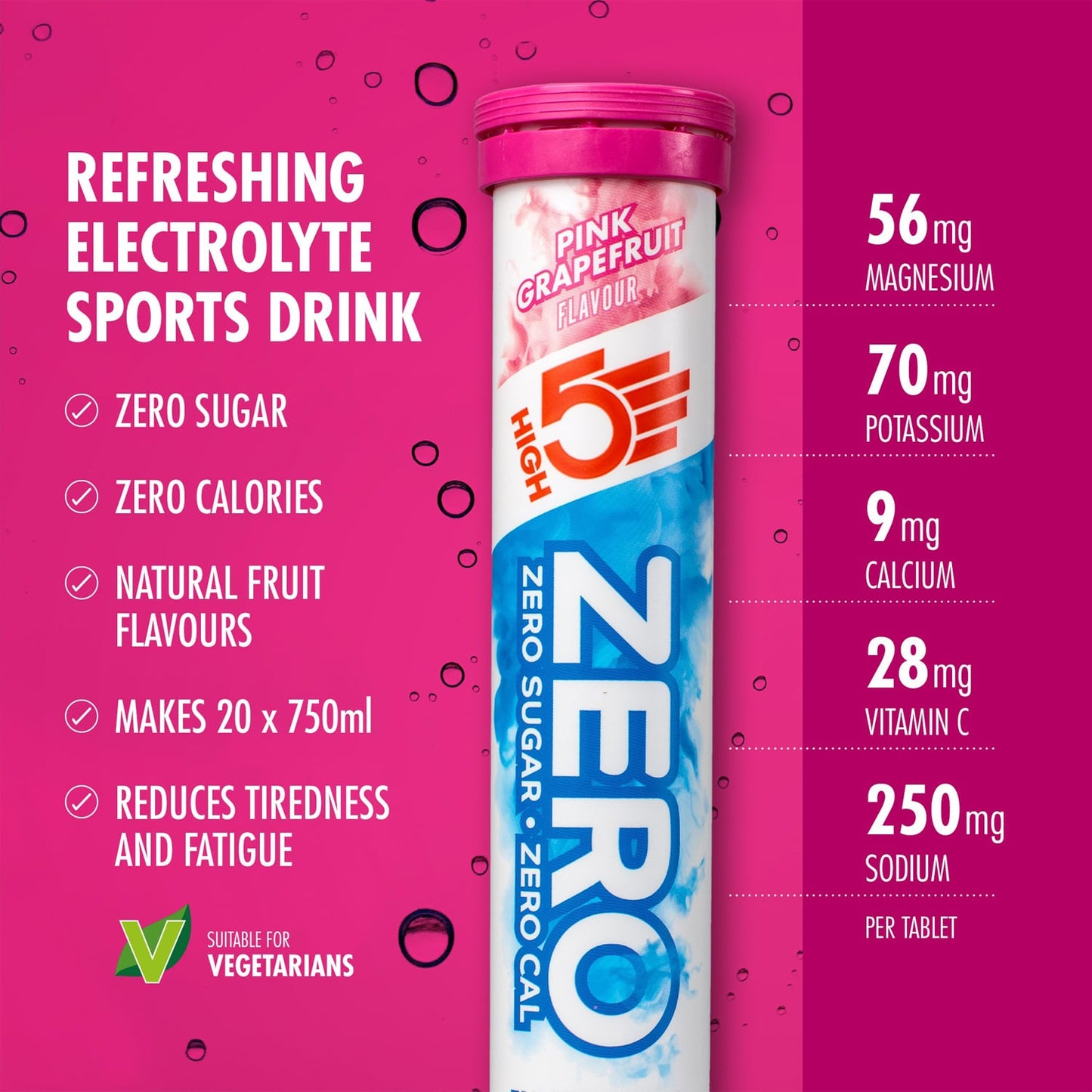 Pastilles d'Hydratation Electrolytes HIGH5 ZERO (x20) Pamplemousse