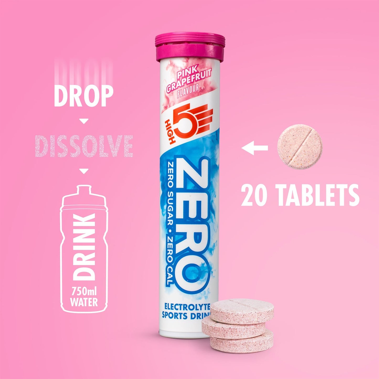 Pastilles d'Hydratation Electrolytes HIGH5 ZERO (x20) Pamplemousse