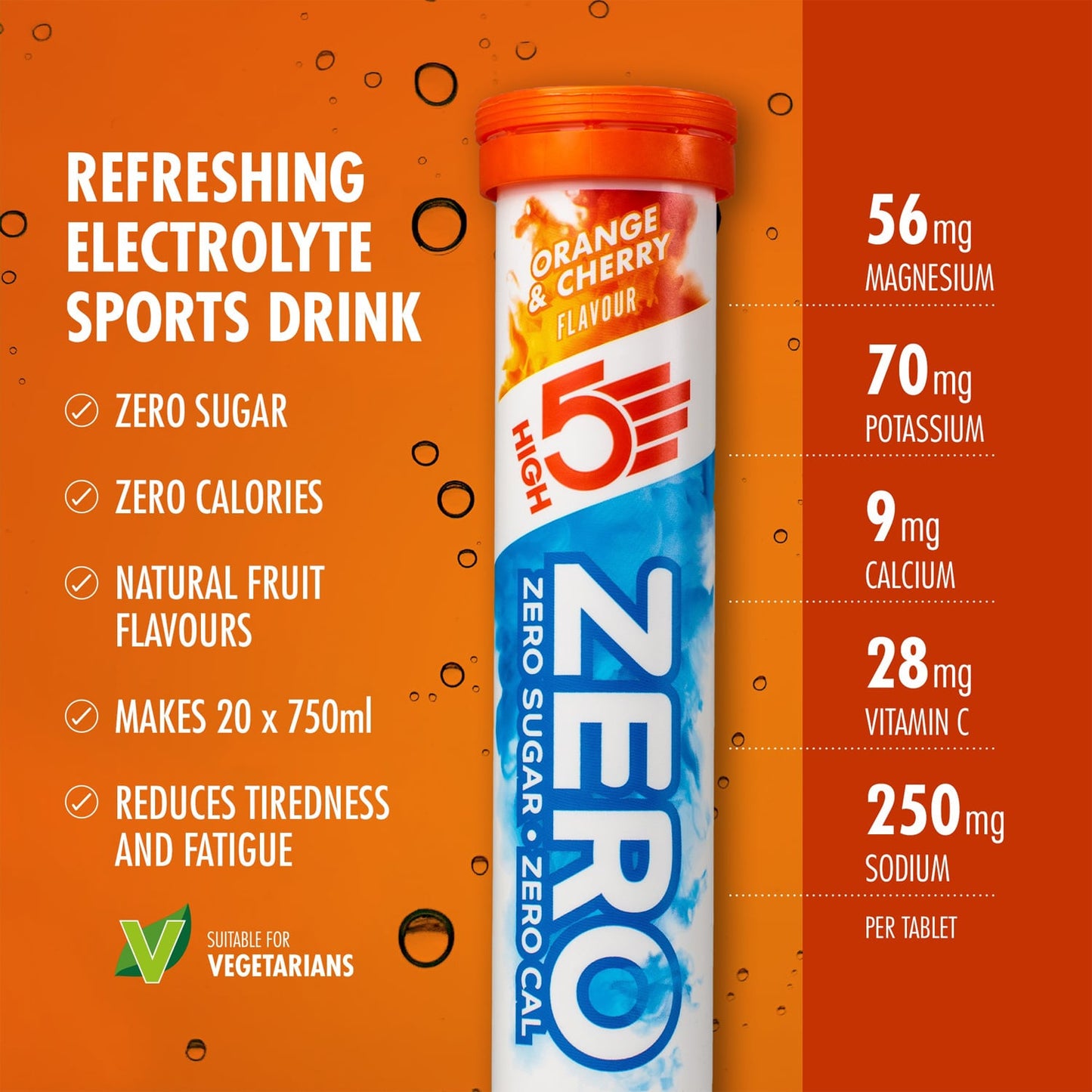 HIGH5 ZERO Elektrolyt-Hydratation (20 Tabletten) Orange und Kirsche