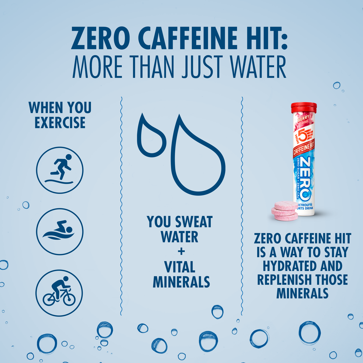 HIGH5 ZERO Hydratation Electrolyte avec Caffeine (20 Pastilles) Fruits Rouge