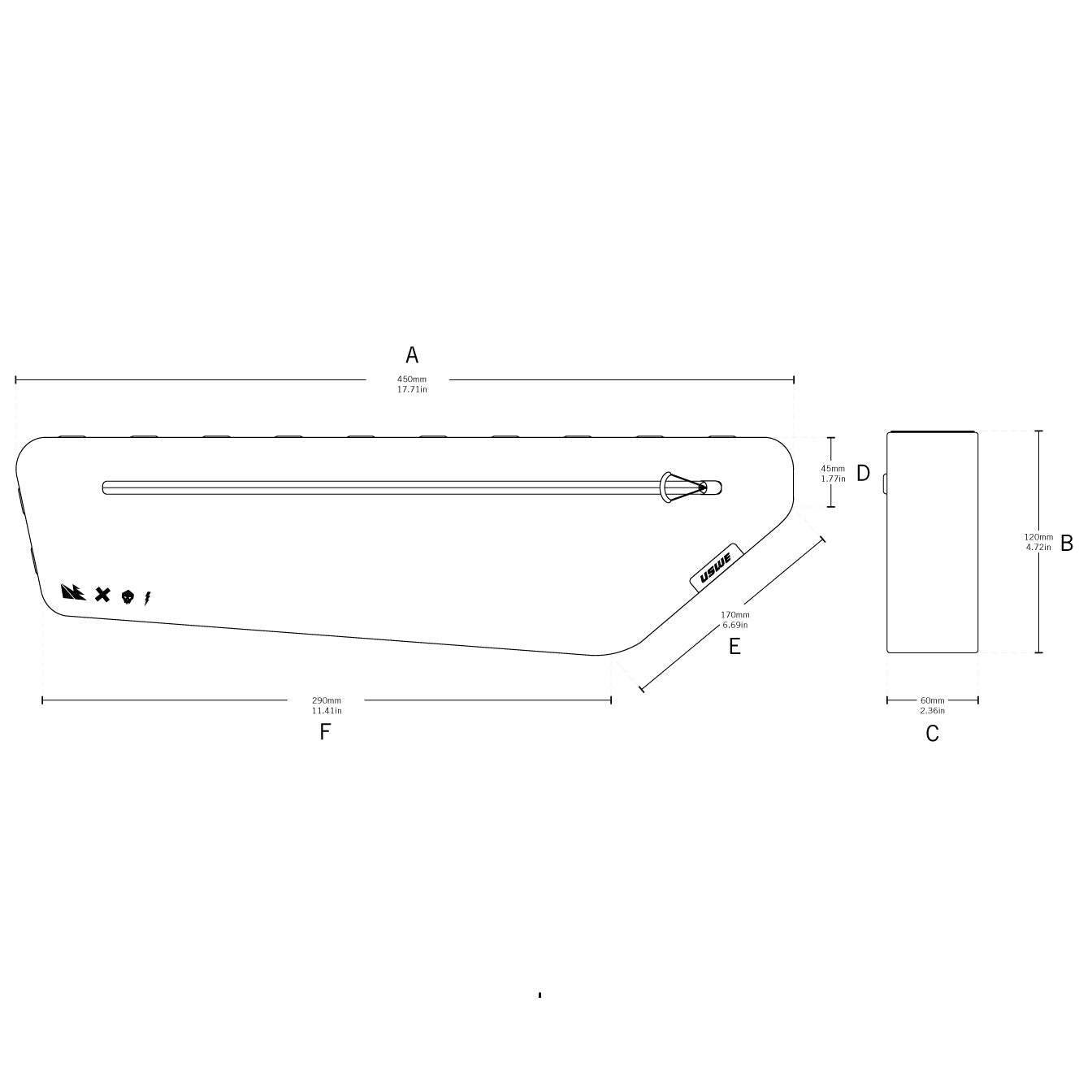 Sacoche de Cadre USWE FRAME TUBE LARGE 3.4 L Noir