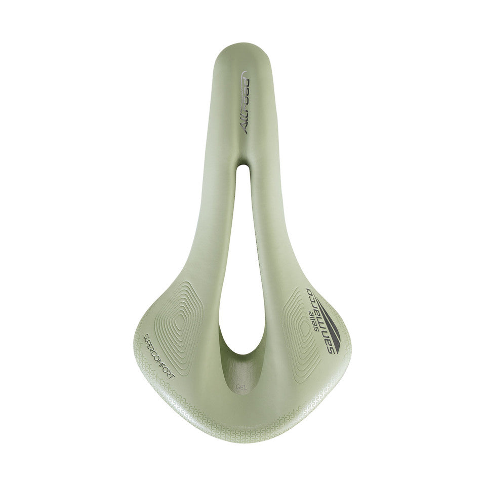 Selle SAN MARCO ALLROAD SUPERCONFORT OPEN-FIT RACING L3 Largeur 146mm Rails Acier Xsilite Vert Sauge