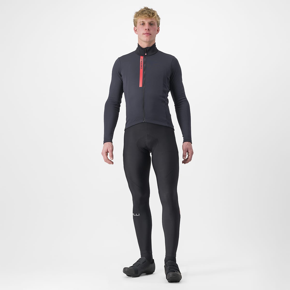 Trikot CASTELLI ENTRATA THERMAL Langarm Schwarz/Rot