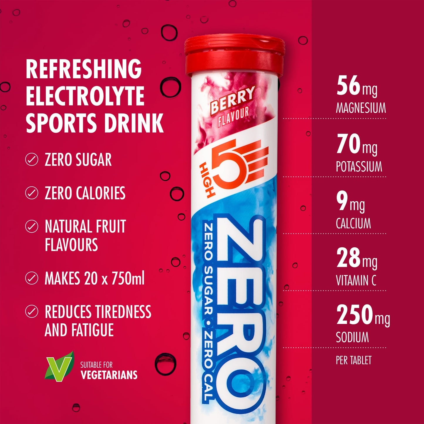 HIGH5 ZERO Hydratation Electrolyte (20 Pastilles) Fruits Rouge