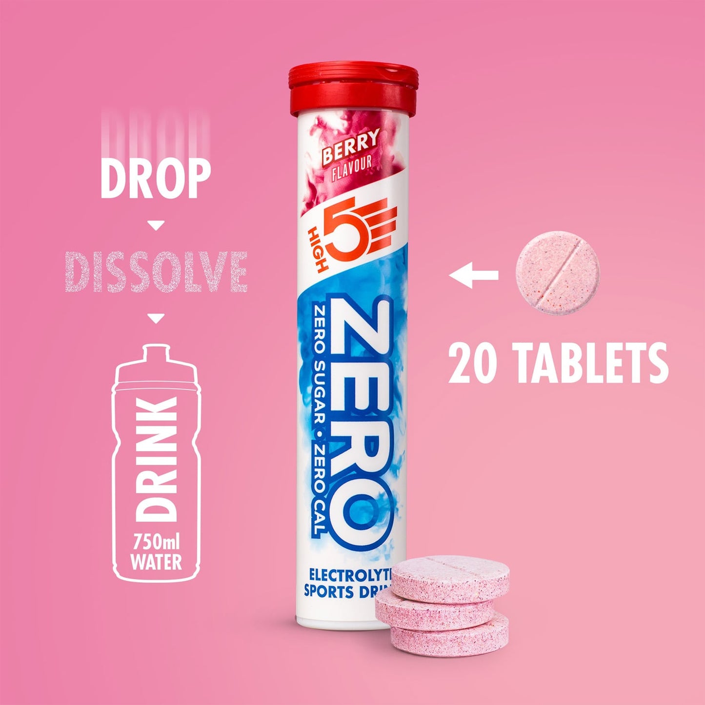 HIGH5 ZERO Hydratation Electrolyte (20 Pastilles) Fruits Rouge