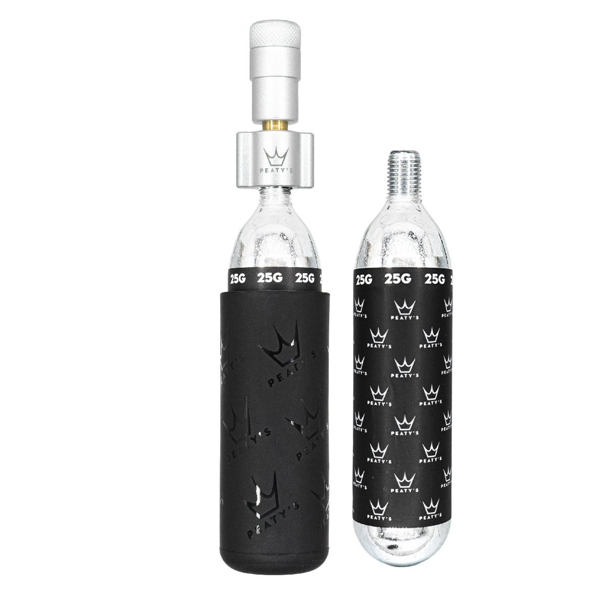 CO2-Schlagbolzen PEATY'S HOLESHOT MTB + 2 CO2-Patronen mit Gewinde 25 g Silber