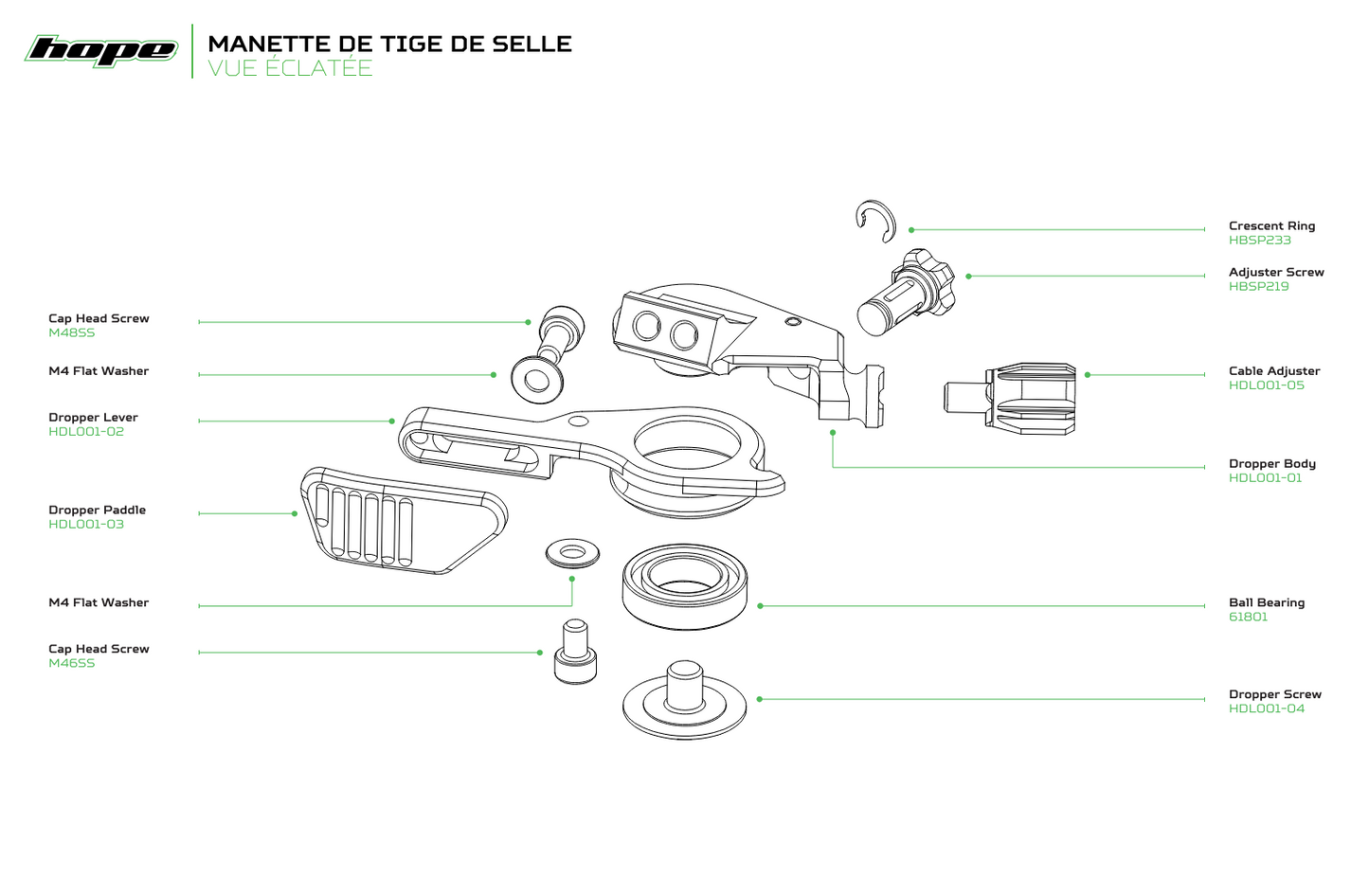 Commande de Tige de Selle HOPE Noir/Rouge