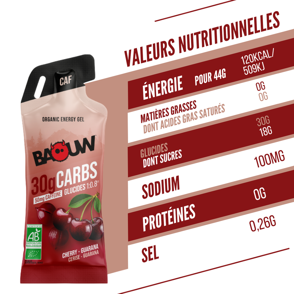 Energiegel BAOW (44g) Zitrone/Kirsche/Guarana Koffeinhaltig