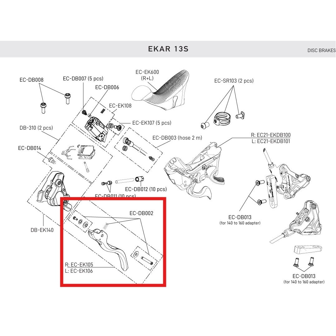 Levier de Frein Droit CAMPAGNOLO EKAR 13V DISC