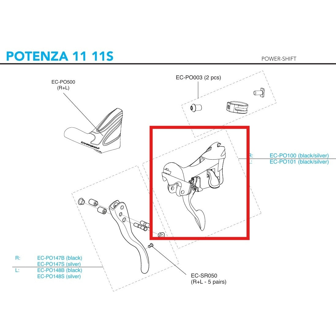 Schalthebelkörper links CAMPAGNOLO POTENZA 11V 2018 Felgenbremsen