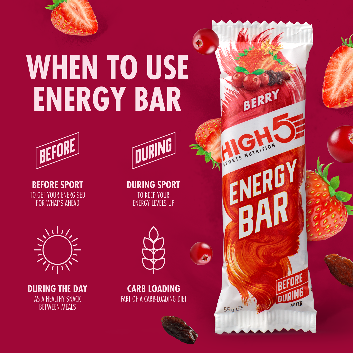 HIGH5 ENERGY BAR Energieriegel (55g) Rote Früchte