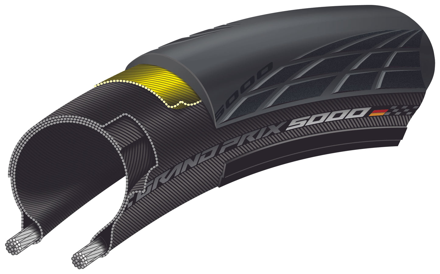 Reifen CONTINENTAL GRAND PRIX 5000 700c Tubetype Schwarz