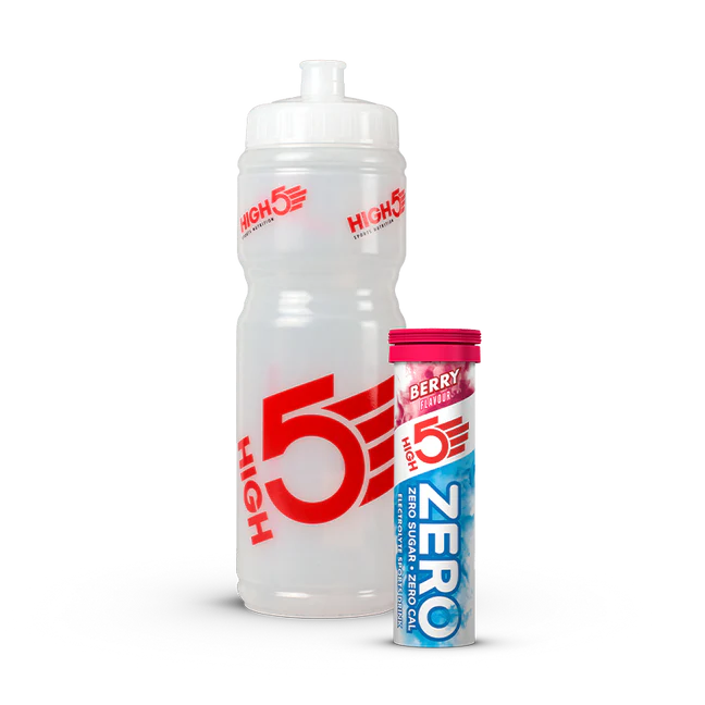 Trinkflasche + 10 Hydratationstabletten Elektrolyt HIGH5 CYCLE PACK Fruits Rot