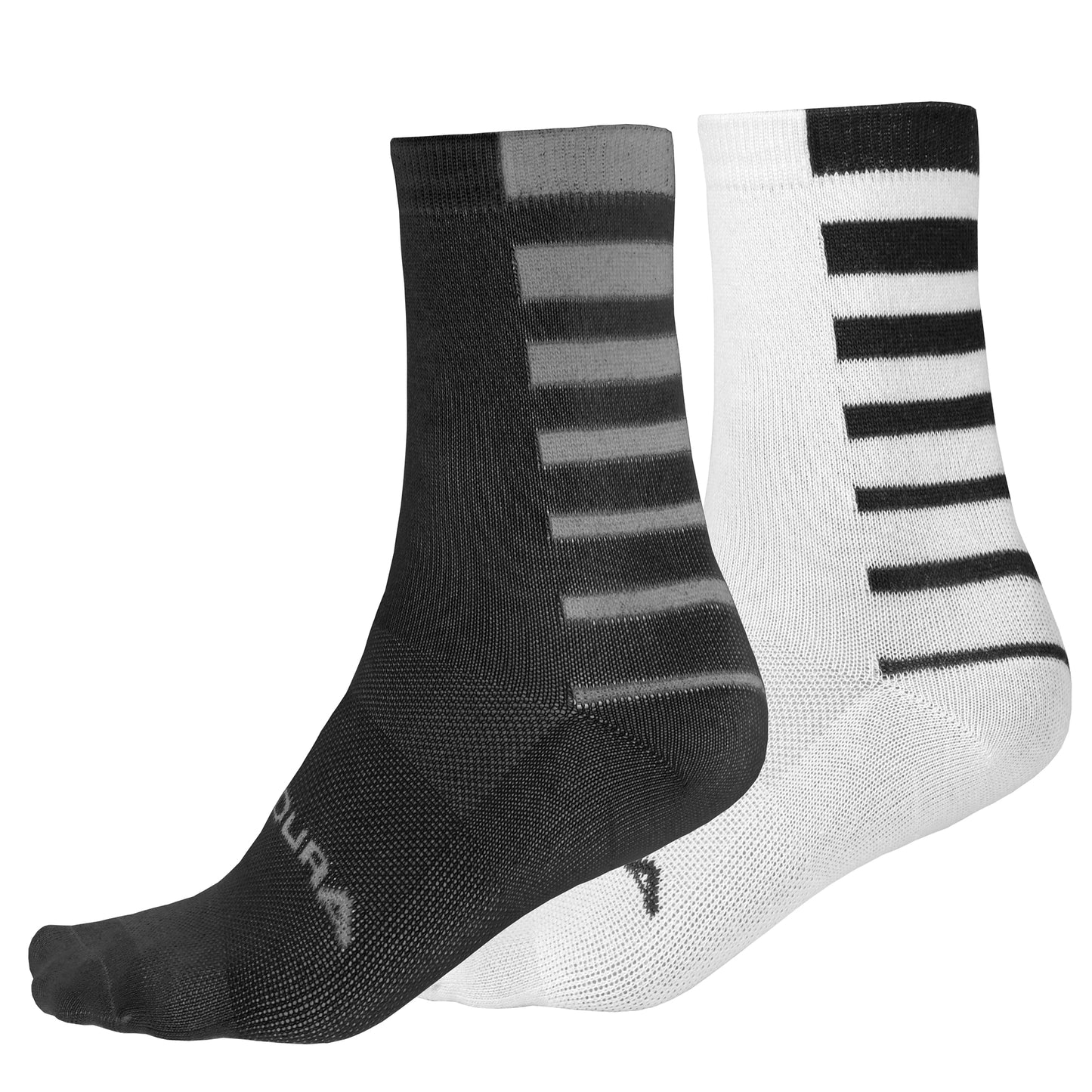ENDURA COOLMAX STRIPE Socken 2 Paar Schwarz/Weiß